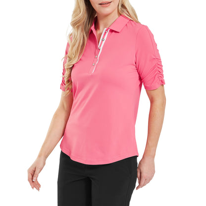 Footjoy puolihihainen rypytetty Lisle-toppi - Pinkki limonadi