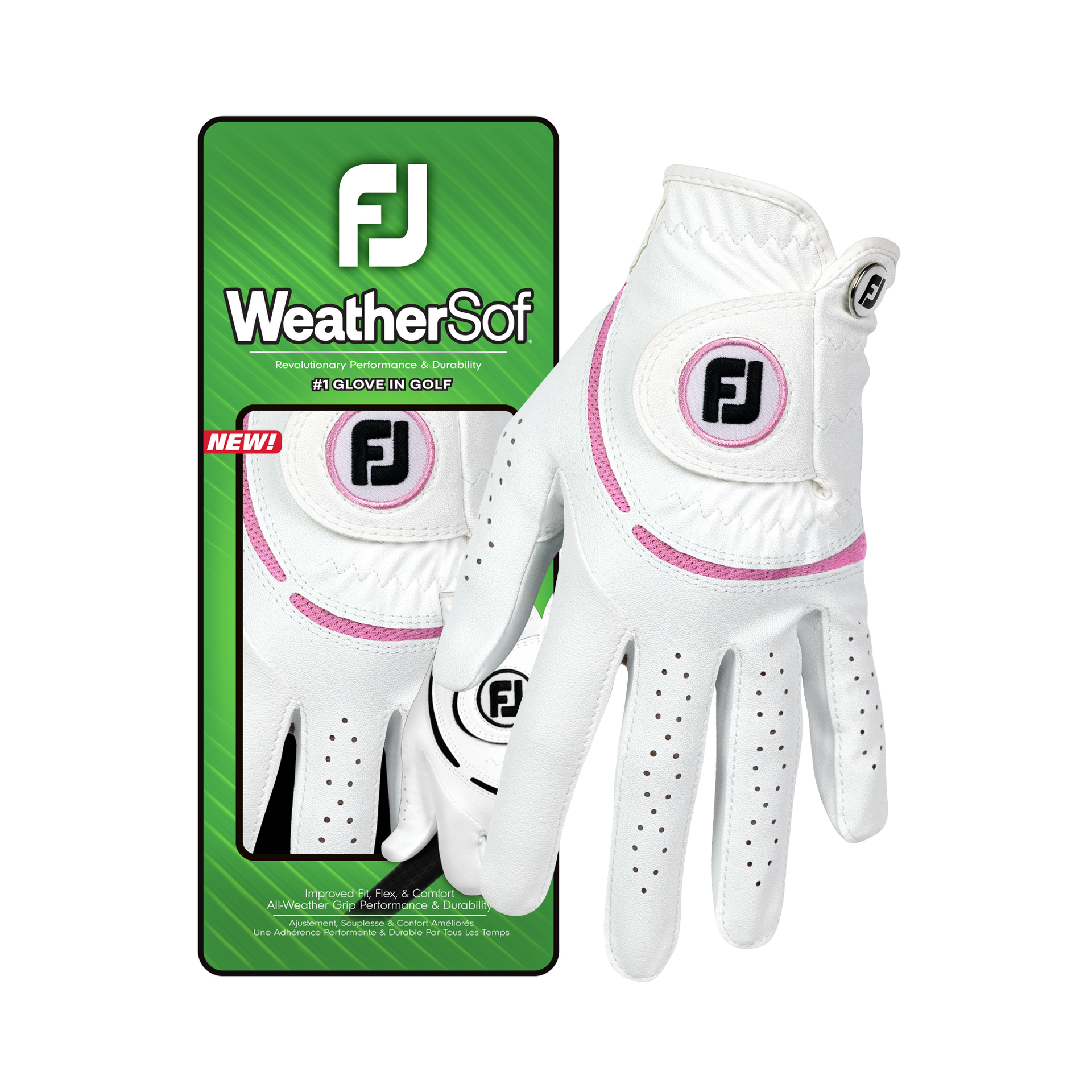 Footjoy-naisten WeatherSof - White/Pink
